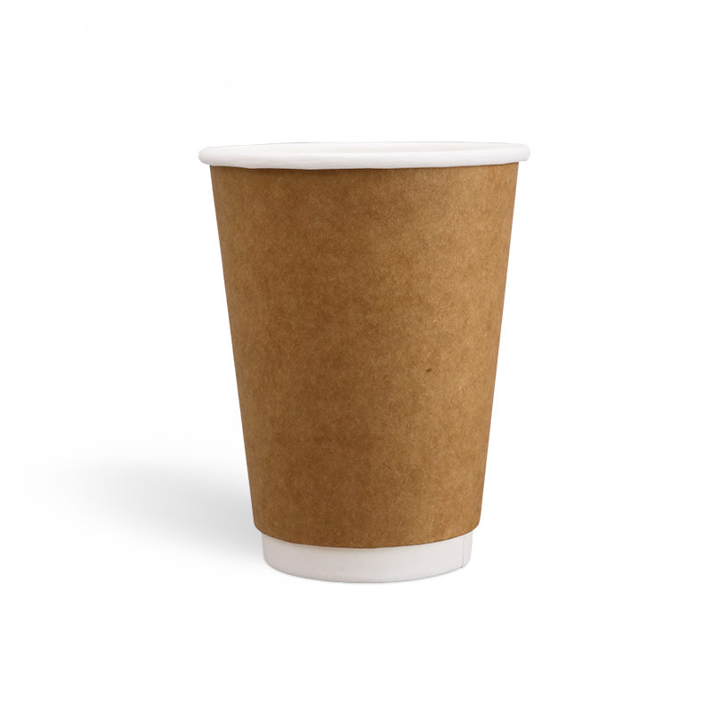 12onzas Tazas de café Kraft de doble pared con revestimiento de PE