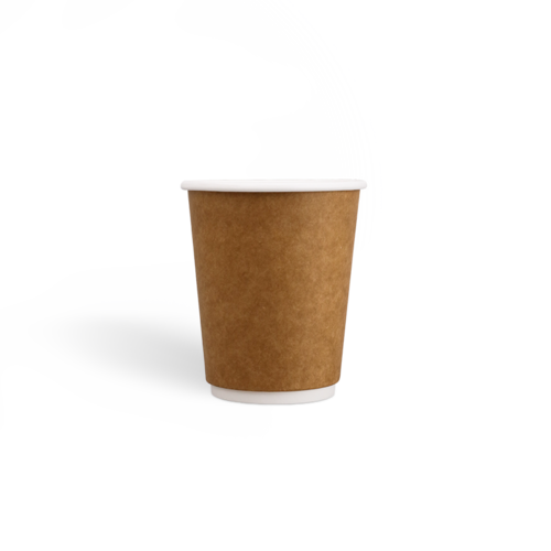 8onzas Tazas de café Kraft de doble pared con revestimiento de PE