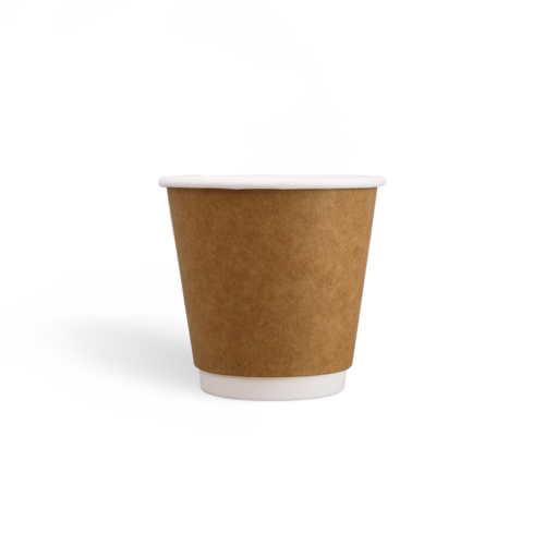 E8onzas Tazas de café Kraft de doble pared con revestimiento de PE